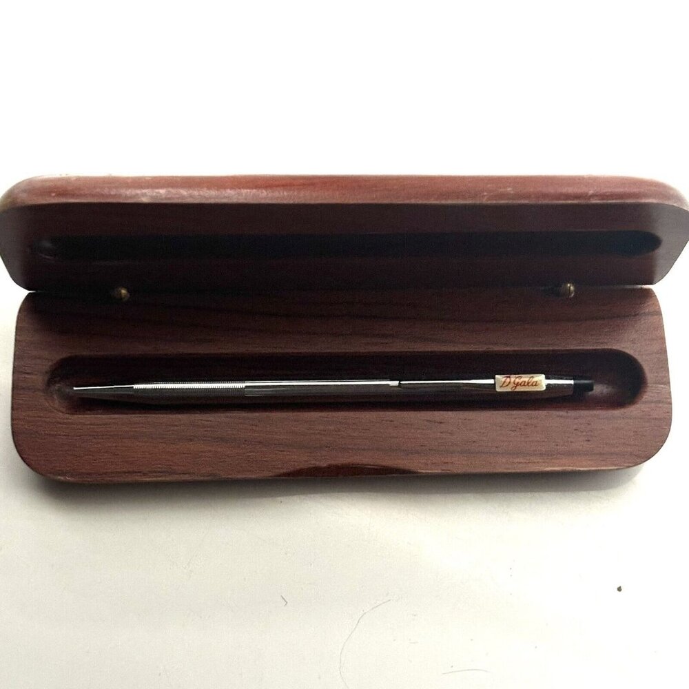 VTG Cross Pen D’Gala Logo Blue Ink Wood Box‎ Working USA EXCELLENT